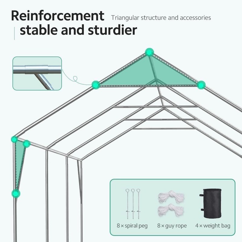ADVANCE OUTDOOR 12x20 ft Adjustable Peak Heavy Duty Carport Car Boat Shelter gallery