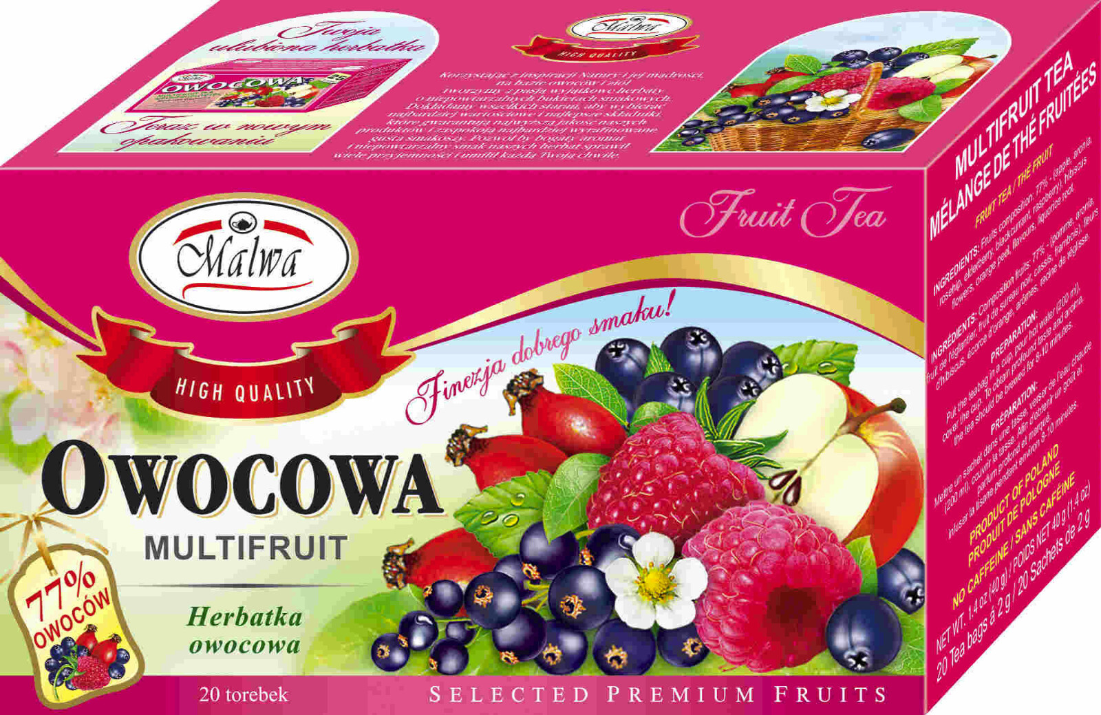 Malwa Owocowa Multifruit Tea Herbatka Owocowa Box of 20 Tea Bags gallery