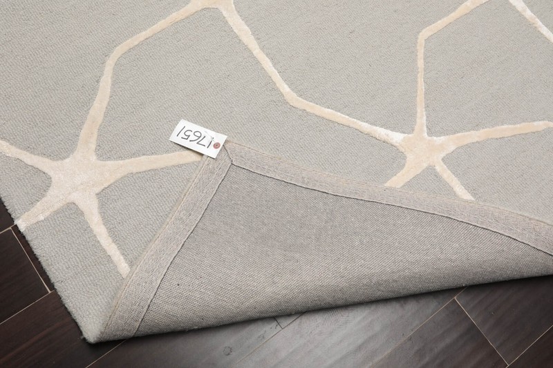 Designer Loop N Cut Pile Handmade Wool & Art Silk Modern Area Rug Gray 5' x 8' gallery