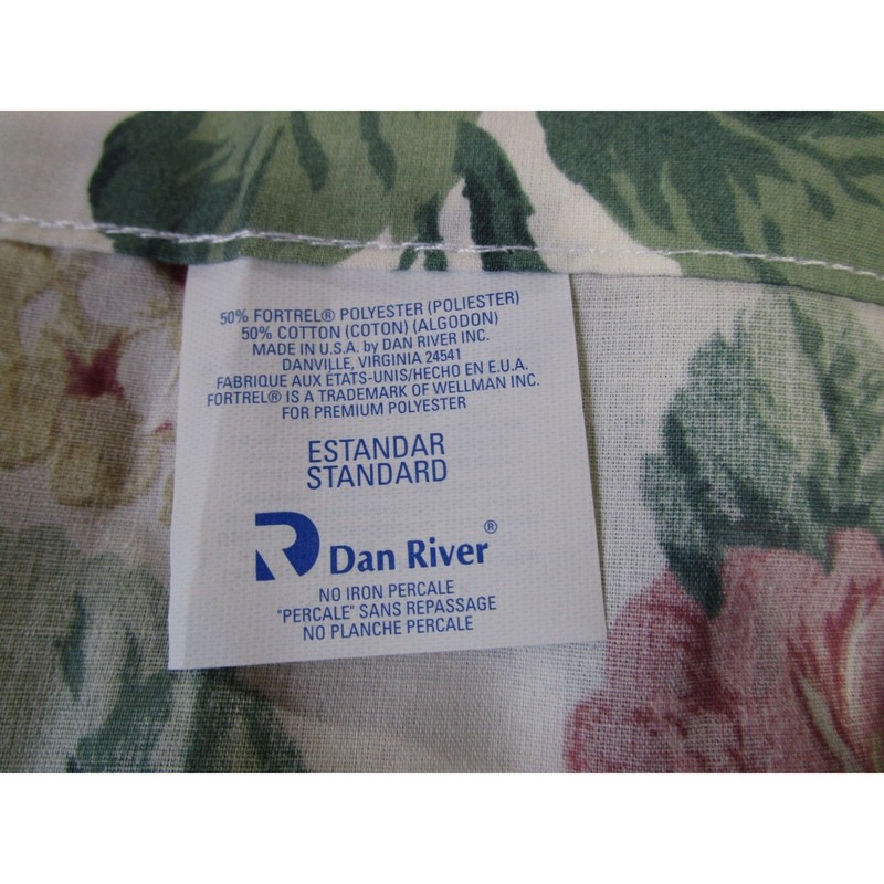 Floral Dan River Pillowcase Polyester Cotton Blend Roses Hydrangeas Standard EUC gallery