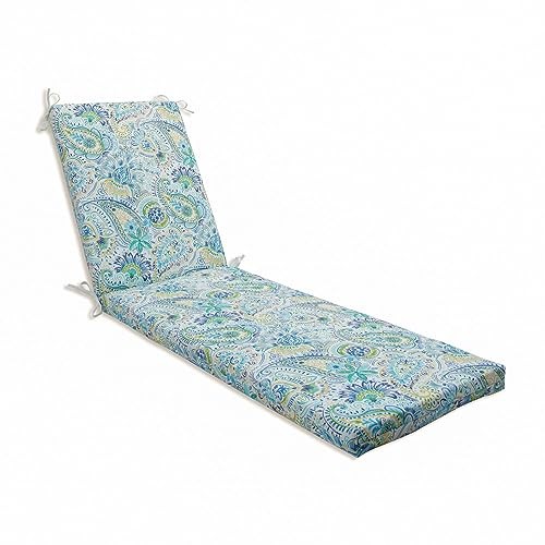 Paisley Indoor/Outdoor Solid Back Chaise Lounge 80" x 23" Blue/Yellow Gilford gallery