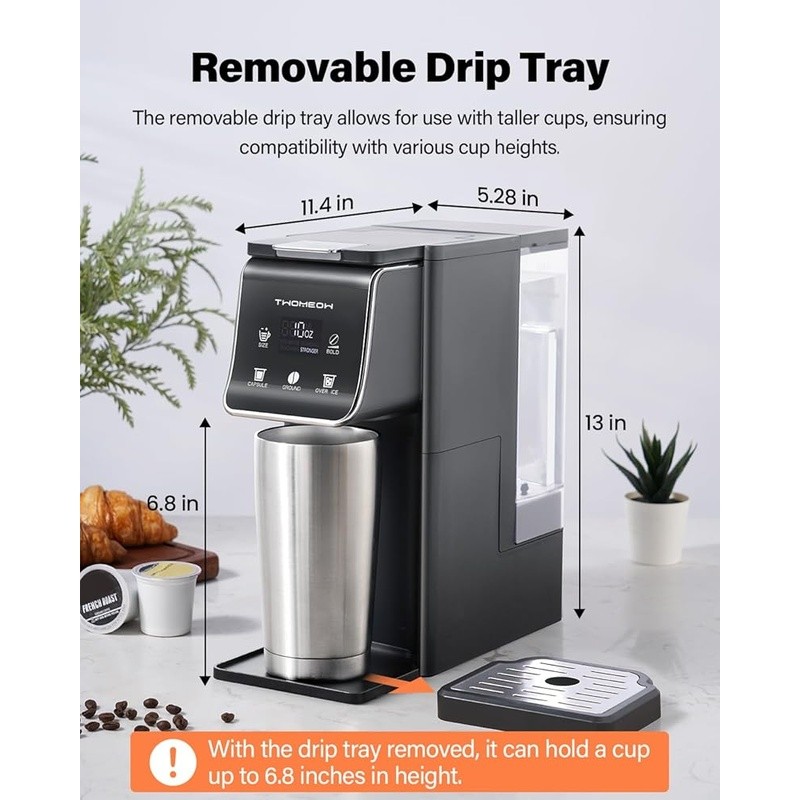 3-in-1 Coffee Maker Bold Brew Hot Iced 52oz Removable Reservoir 5 Cup Options US gallery