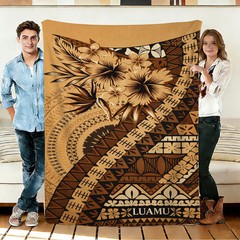 Polynesian Floral Pattern Flannel Blanket Soft Cozy Tapestry Napping Travel Use