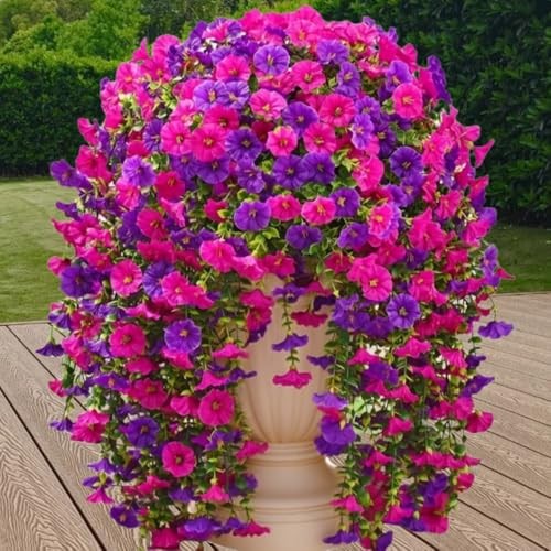4PCS Artificial Hanging Flowers for Outdoor Decor UV Resistant Double Purple gallery