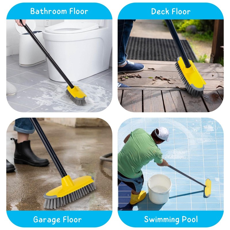 Deck Brush with Long Handle, Floor Scrub Broom for Shower, 50'' Outdoor Scrubber gallery