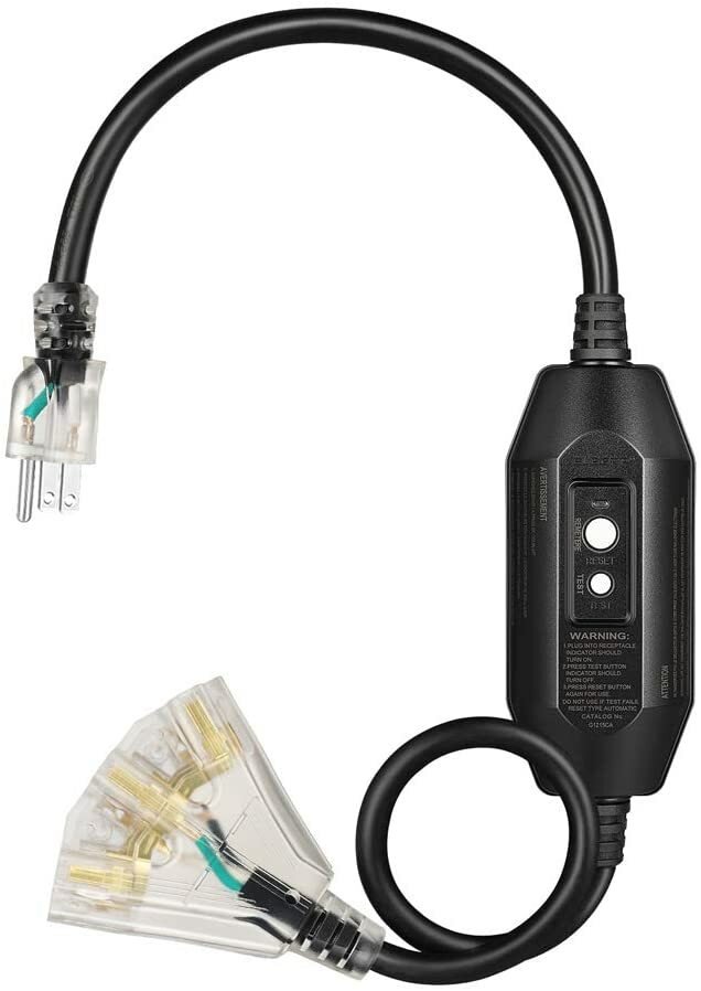 DEWENWILS Tri-Tap GFCI Outdoor Extension Cord 12/3 Gauge SJTW Heavy Duty Black gallery