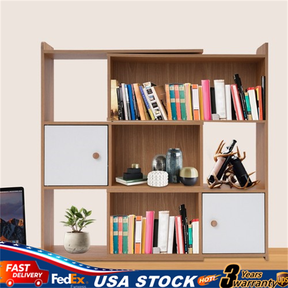 3-tier Bookshelf Stretchable Bookcase Modern Log Color Bookshelf For Home Office gallery
