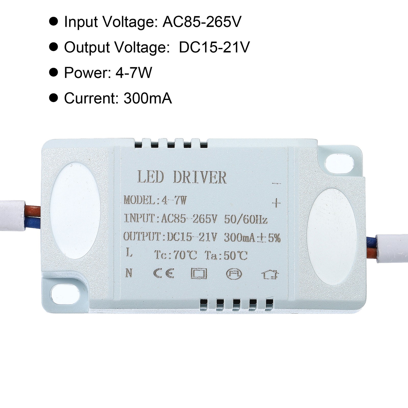 5pcs 4-7W 300mA LED Driver AC 85-265V Output 15-21V DC Male Connector gallery
