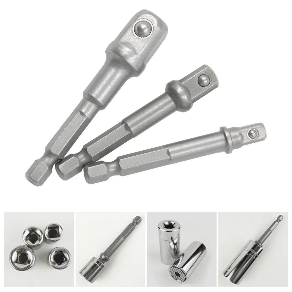 1/4" 3/8" 1/2" Socket Adapter Drill BIts Set Hex Shank Impact Driver Tools - NEW gallery