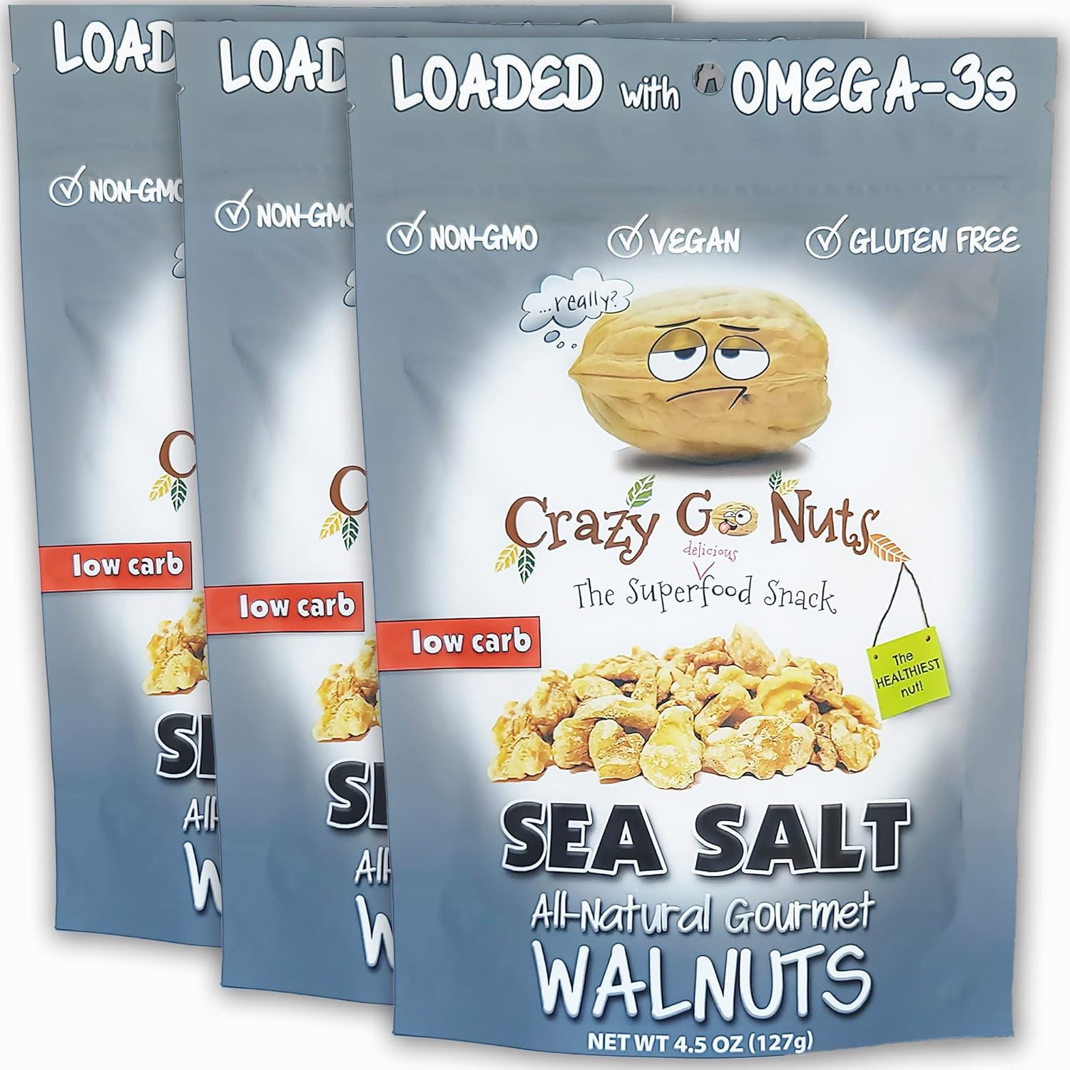 Crazy Go Nuts Walnuts Plain with Sea Salt - Glazed Walnuts, Vegan, Low Carb, Glu gallery