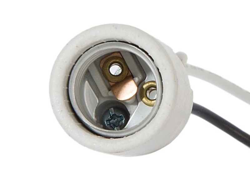 B&P Lamp Intermediate Base E17 Keyless Unglazed Porcelain Socket with Wire gallery