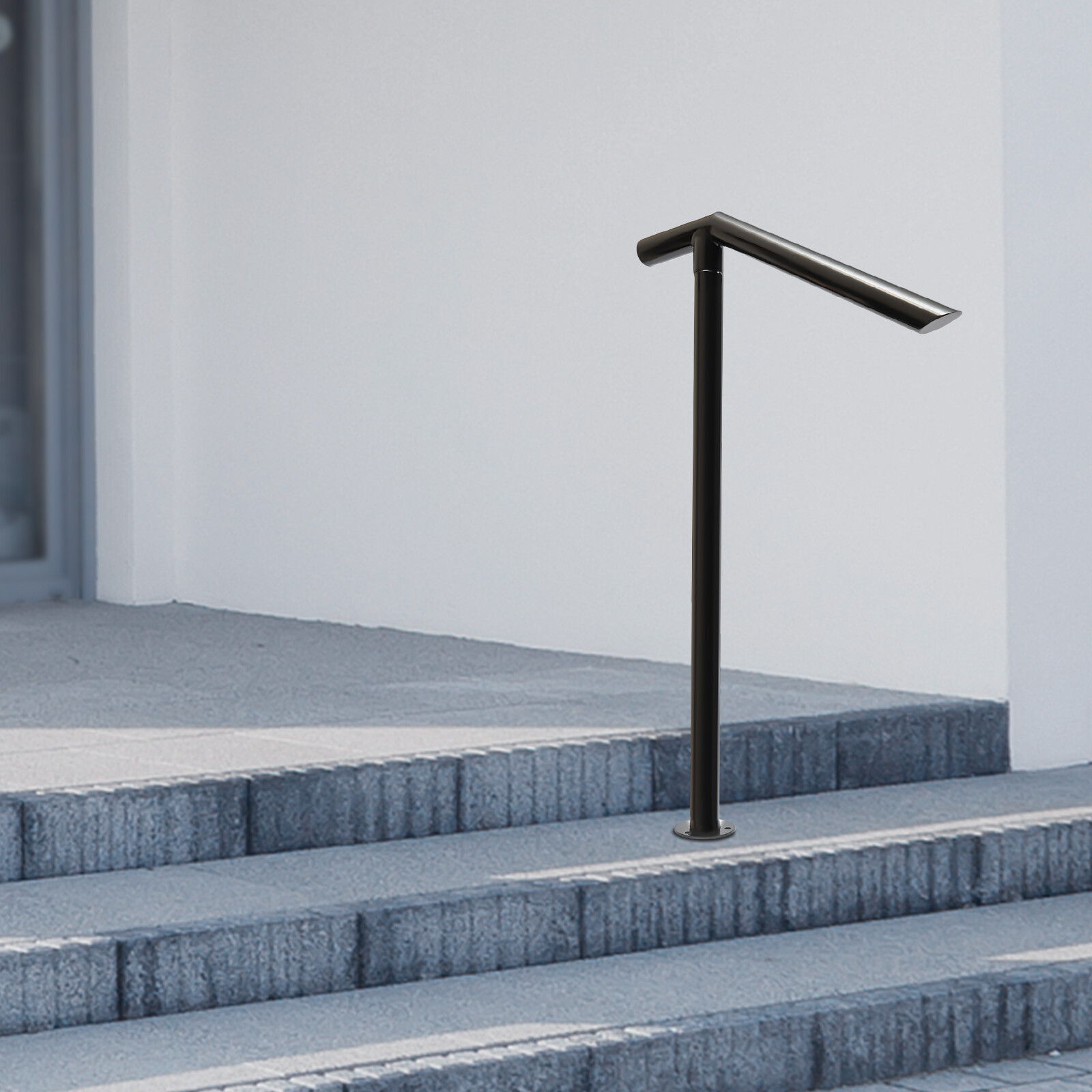 For 2-3 Steps Stair Rail Railing Iron Handrail Kit Outdoor Garden Porch Post US gallery
