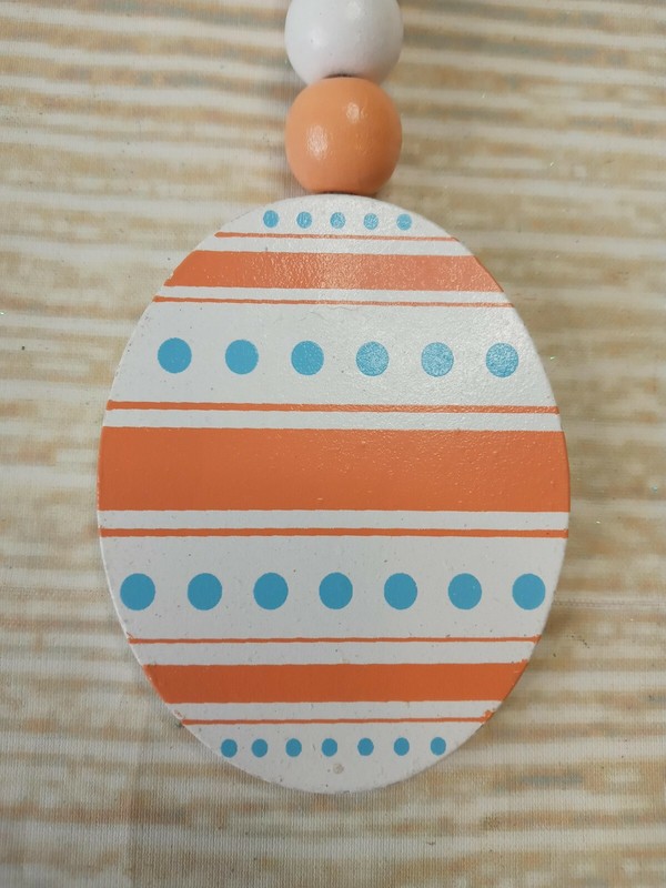 New! Orange Spring Easter Egg Small Wood Bead Garland Tier Tray Farmhouse Decor gallery
