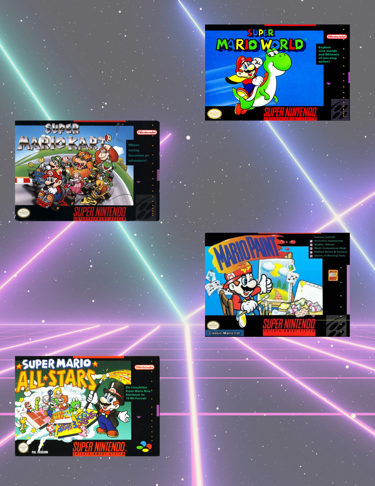 SNES Mario Games 4pc Sticker Pack gallery