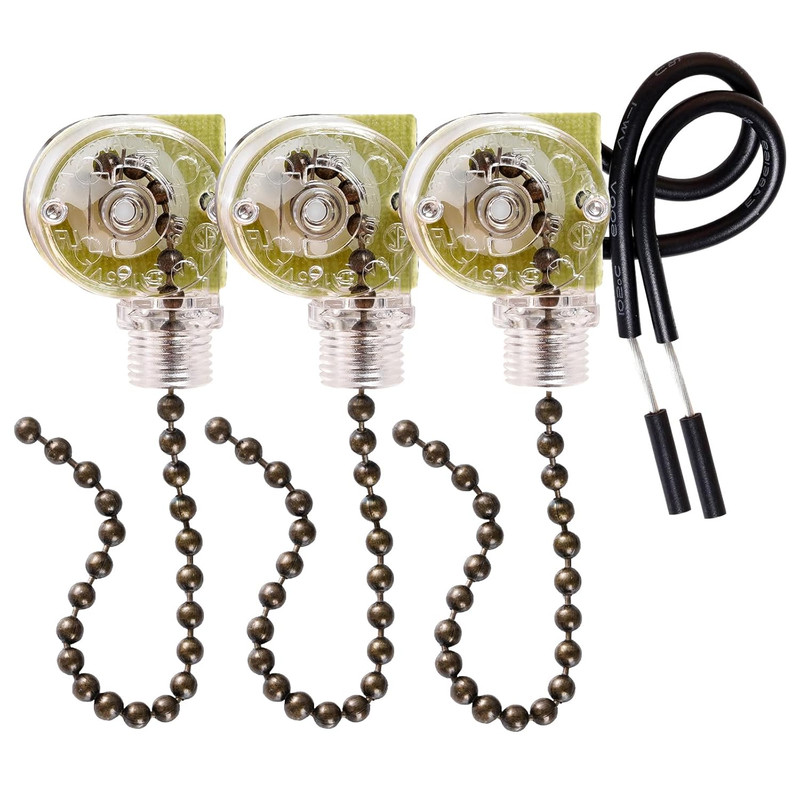 3 Pack Ceiling Fan Pull Chain Switch Zing Ear ZE 109 Two Wire Light Switch NEW gallery