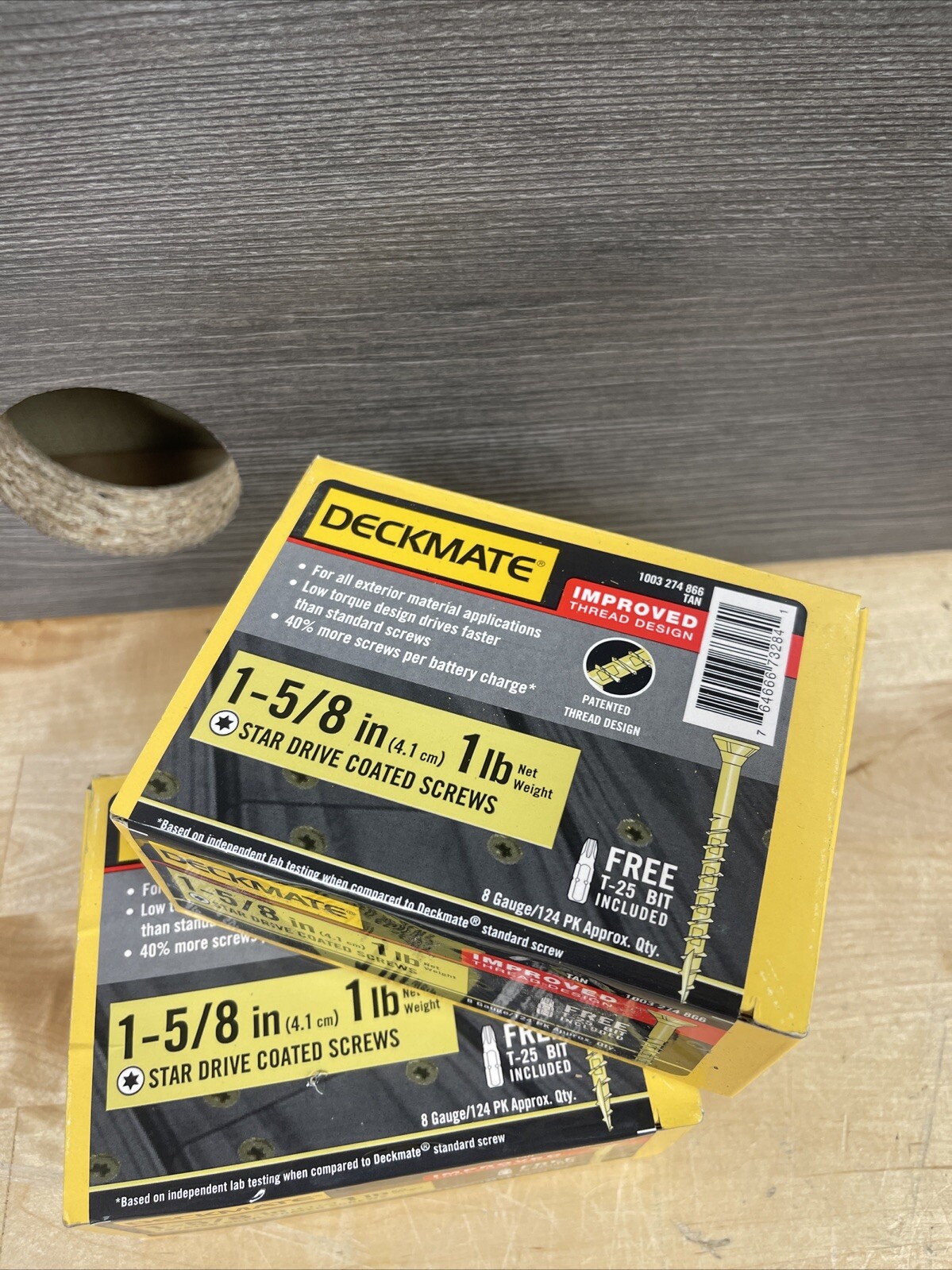 2 Pack DECKMATE #8 x 1-5/8 in. Star Flat-Head Wood Deck Screws Tan 1lb Each New gallery