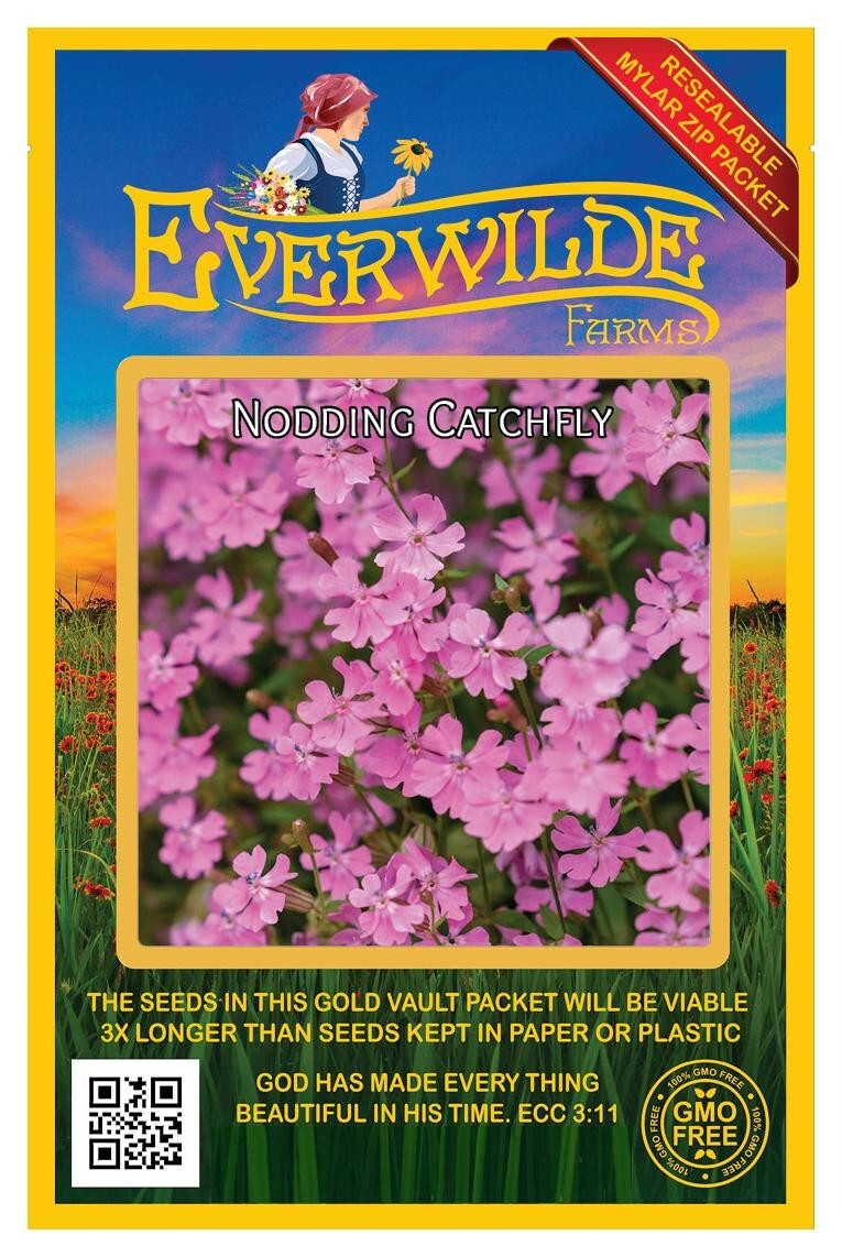 2000 Nodding Catchfly Wildflower Seeds - Everwilde Farms Mylar Seed Packet gallery