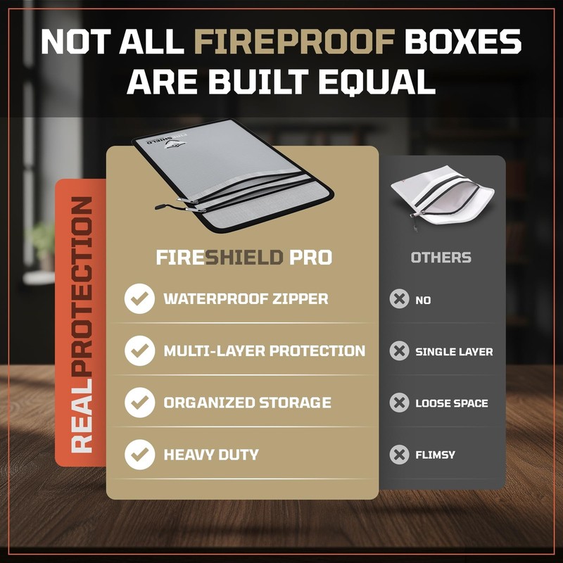 FIRESHIELD PRO Upgraded 2000°F Fireproof Document Bag w/ Dual Pockets – Fire ... gallery