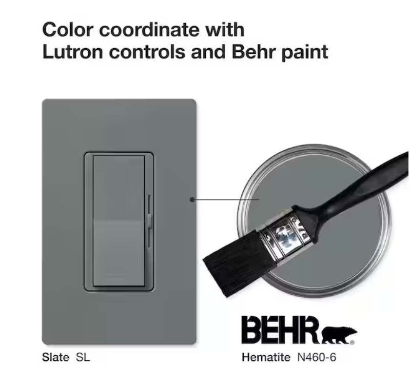 Lutron Diva DVSCCL-153P-SL Dimmer Led+ Color Match BEHR HEMATITE N460-6 Slate gallery