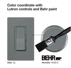 Lutron Diva DVSCCL-153P-SL Dimmer Led+ Color Match BEHR HEMATITE N460-6 Slate