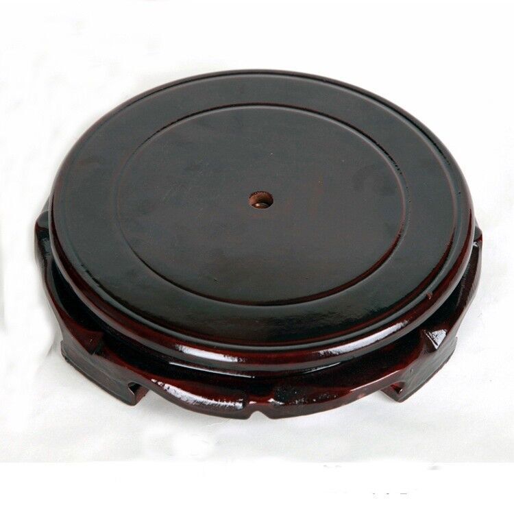 Chinese Wood Carving Display Stand Pedestal Round Base Pot Statue Holder Retro gallery