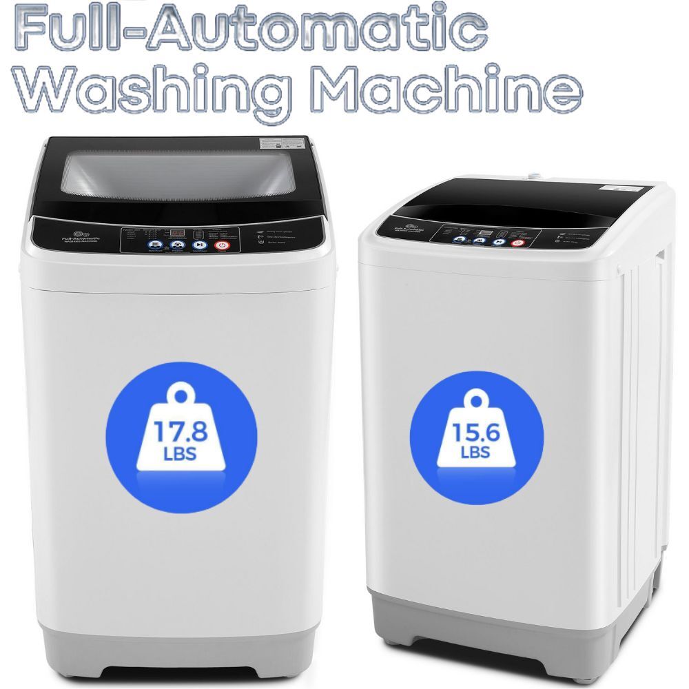 Portable Washing Machine Full Automatic Top-Loading Small Washer 17.8Lbs 15.6Lbs