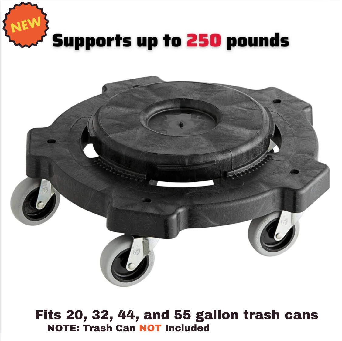 Heavy-Duty Trash Can Dolly with Casters Garbage Transporting 250lbs Loads gallery