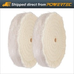 POWERTEC 6″ Extra Thick Spiral Sewn Buffing Wheel w/ 1/2″ Arbor Hole-2PK (71630)