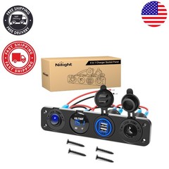 4-in-1 Panel Socket with Dual USB & LED Voltmeter – Perfect for Any Vehicle