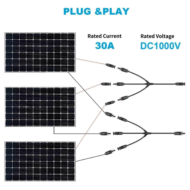 Solar Panel Y Branch Cable Connection Waterproof Adapter Connector Extension gallery