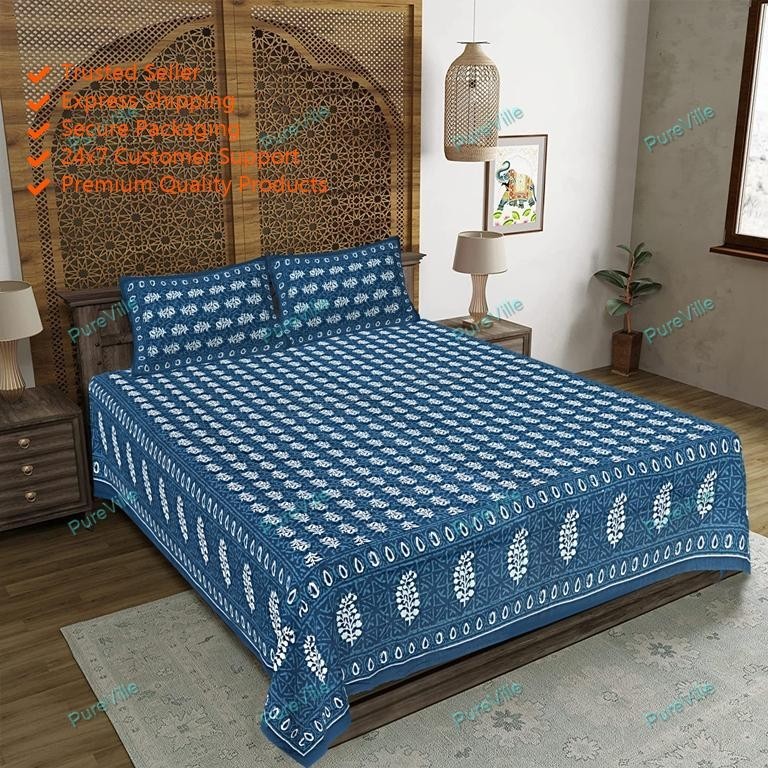 Mandala Cotton Double Bedsheet With 2 Pillow Cover Buti Design gallery