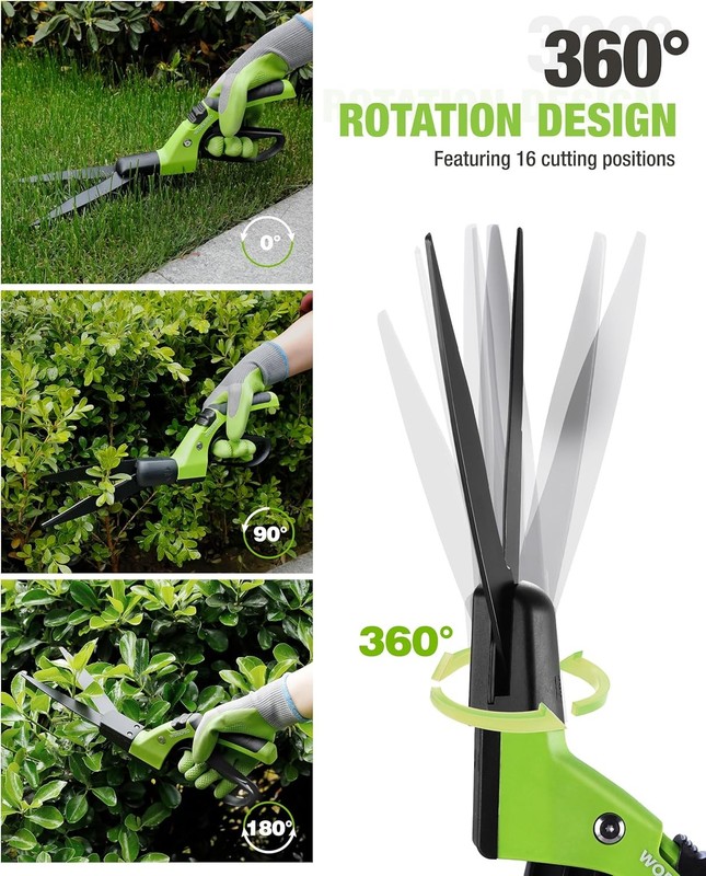 WORKPRO 15" Grass Shears Handheld Grass Clippers 360° Swivel Blade Grass Cutter gallery