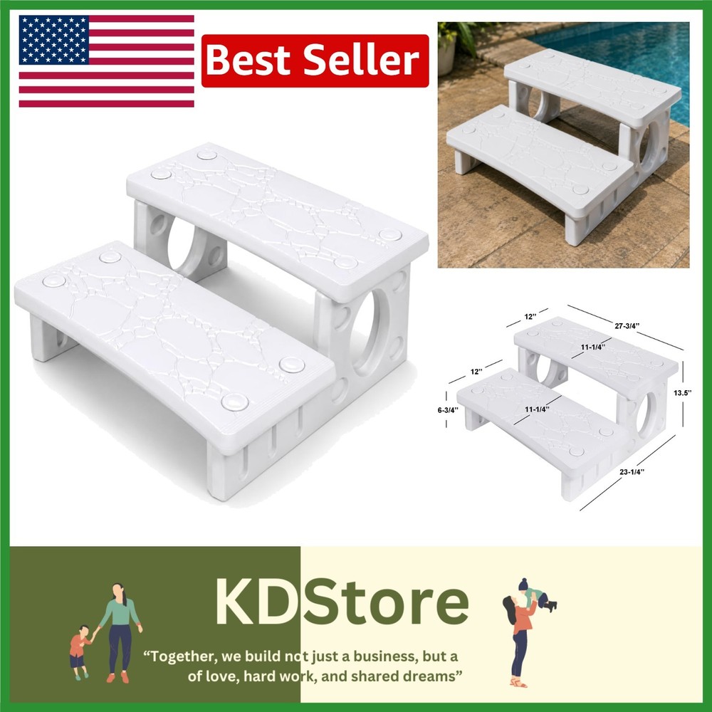 Weatherproof Multi-Purpose Spa Steps - Durable & Lightweight Design in White