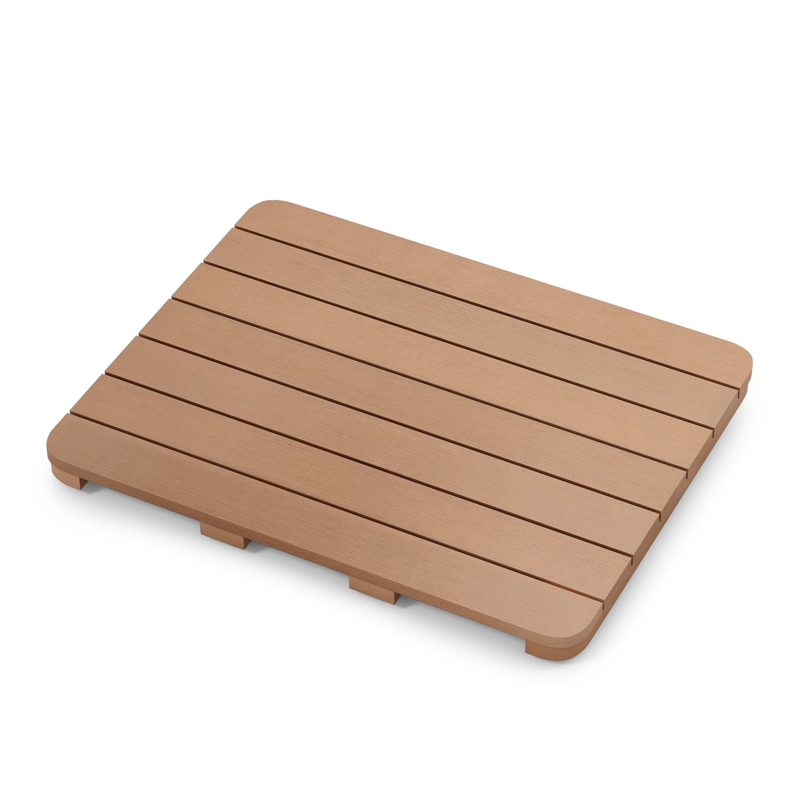 23.5" x 19" Waterproof Slatted Bath Mat Non-slip Shower Mat Easy to Clean Brown gallery