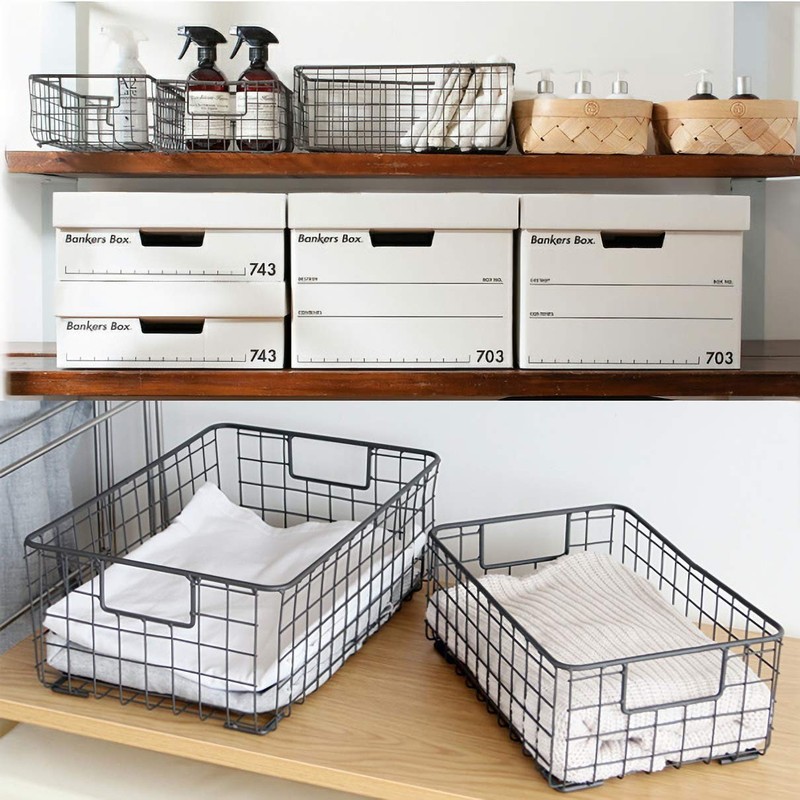 2 Pack Wire Storage Baskets with Handles, Metal Organizer Basket Bins for Home, gallery