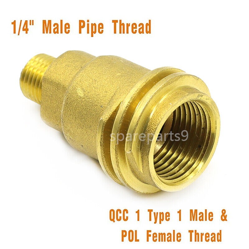 Solid Brass QCC1 Nut Propane Gas Fitting Adapter 1/4" Male Pipe Thread Connector gallery