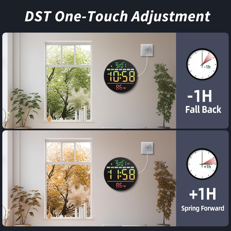 Led Digital Wall Clock with Timer, Seconds, Temperature, Date, DST, Nightlight, gallery