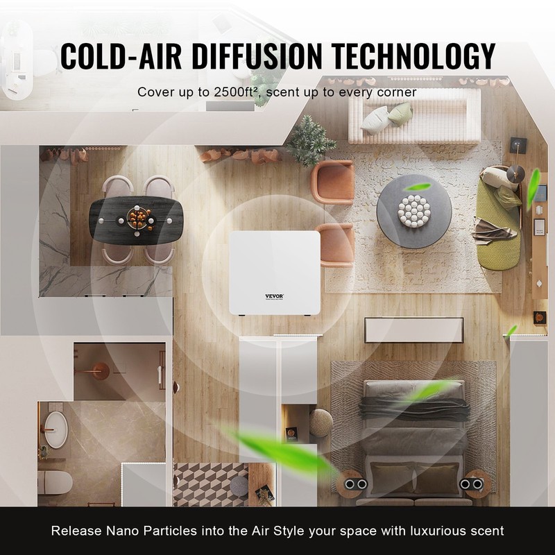 Scent Air Machine, 480ml Bluetooth Smart Essential Oil Diffuser, 2500sq.ft Water gallery