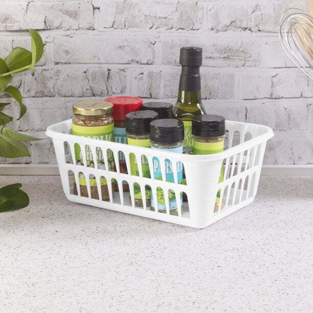 (6 pack) Storage Basket, Versatile Open Plastic Bin, White gallery