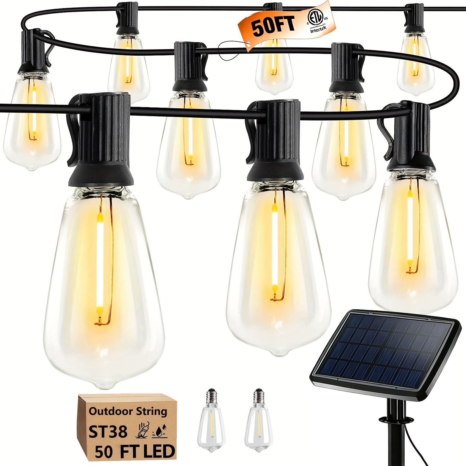 100FT Solar String Lights Outdoor ST38 LED Solar Garland Lights, Patio Garden gallery