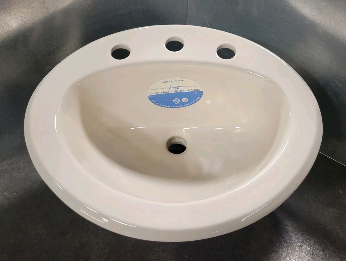 Gerber Luxoval Self-Rimming 8" Widespread 3-Hole Lavatory Sink Basin *12-844-8 gallery