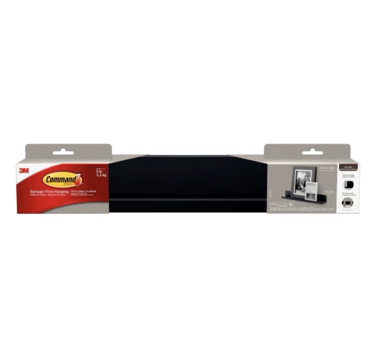 3M Command Picture Ledge Black 21" Floating Wall Shelf Damage Free Hanging 5lb gallery