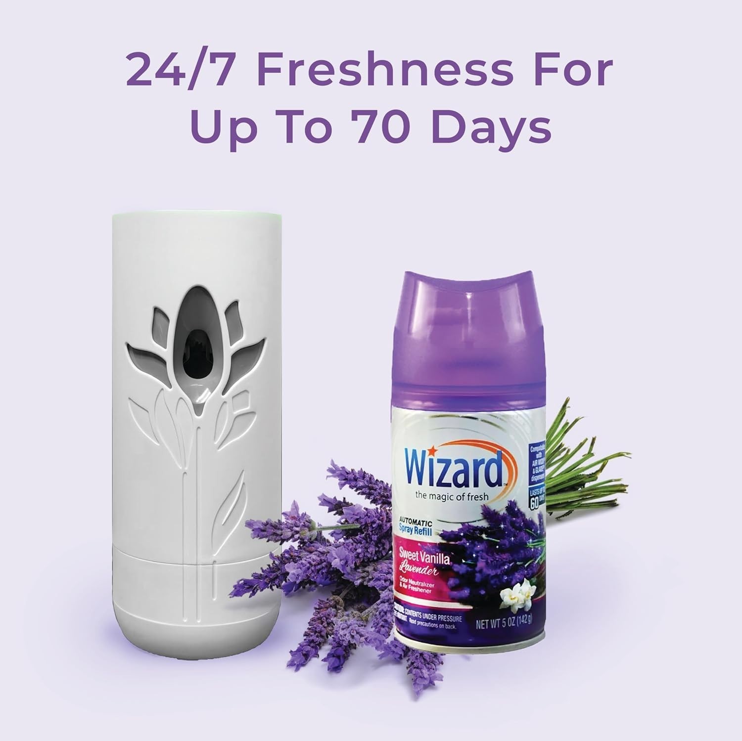 Wizard Automatic Spray Air Freshener Kit 5oz Sweet Vanilla Lavender 3 Pack Home gallery