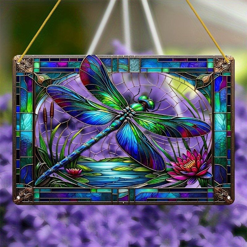 Acrylic Dragonfly Stained Hanging Decor Window Home Art Ornament Indoor/Outdoor
