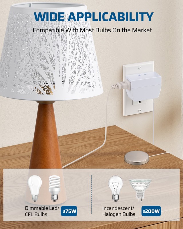 DEWENWILS Touch Control Lamp Dimmer Switch Dimmable LED CFL Bulbs 2 Pack gallery