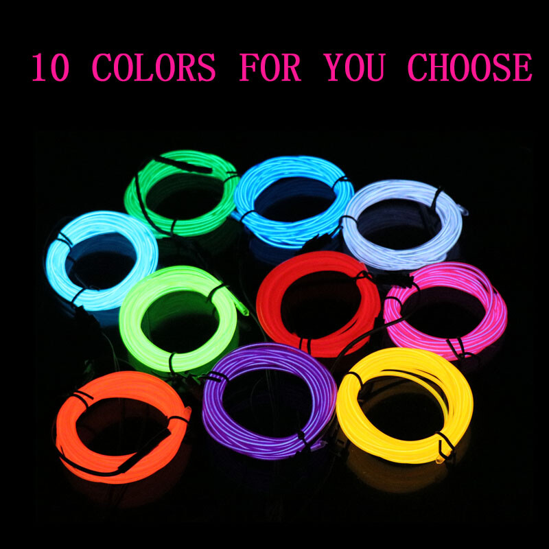 Neon LED Lights Glow EL Wire String Strip Rope Tube Decor Car Party + Controller gallery
