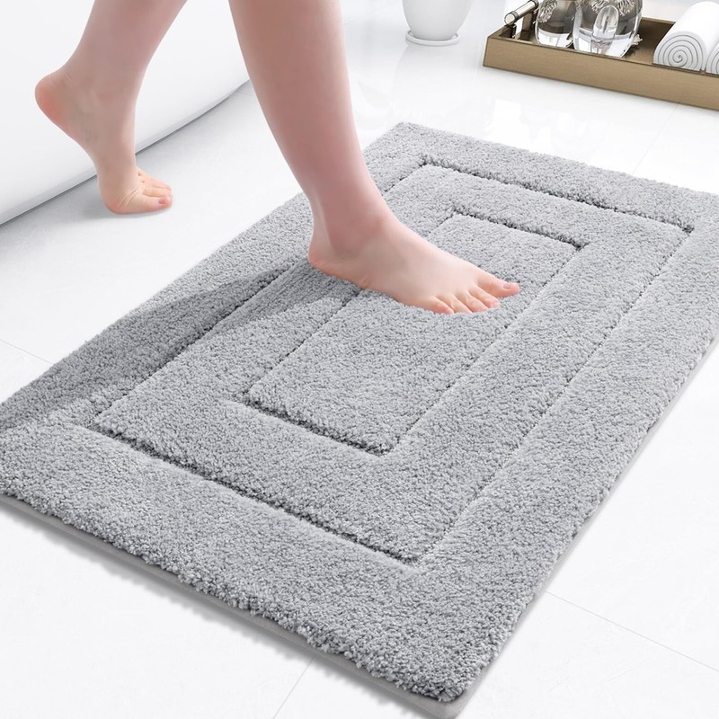 Buganda Microfiber Bathroom Rugs, Bath Rug Size 24 x 16 and 47 x 24in Grey, 2... gallery