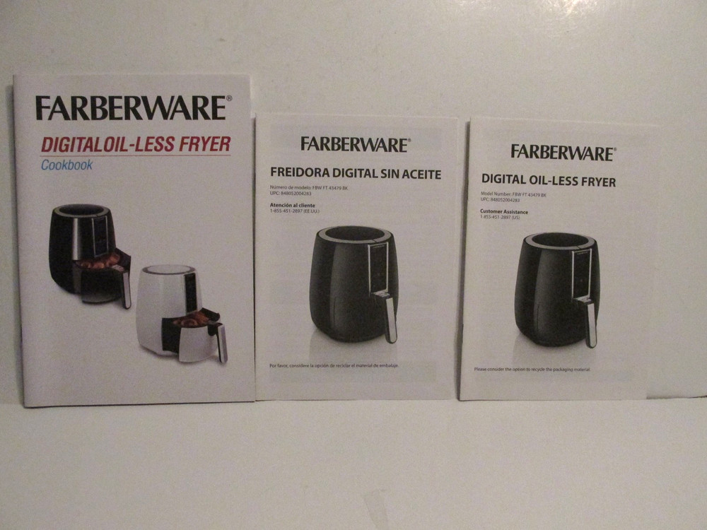 FARBERWARE MODEL FBW FT 42479 BK DIGITAL OIL LESS AIR FRYER INSTRUCTION MANUAL