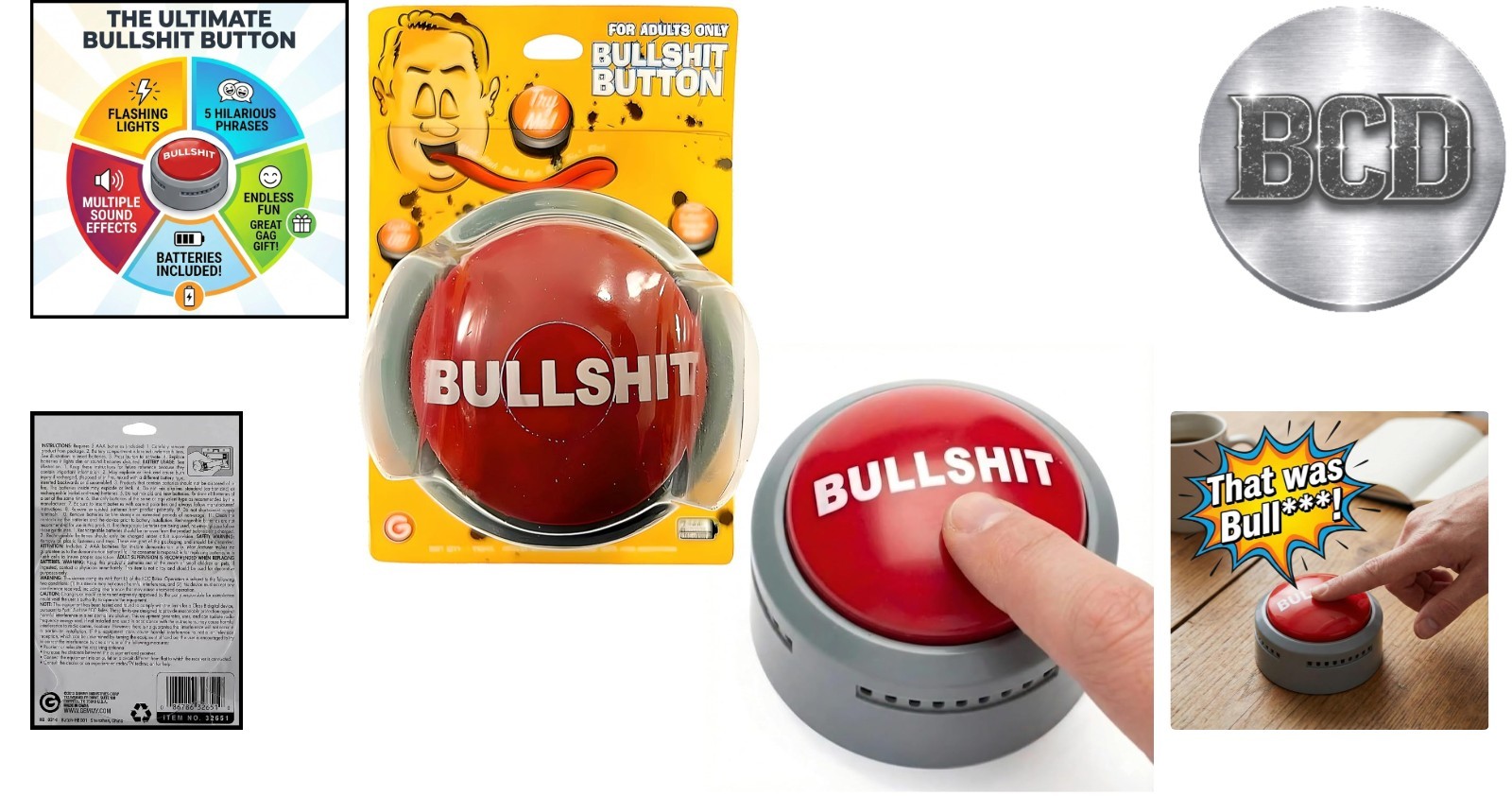 Bullshit Button – Hilarious Gag Gift with Sound & Lights – Batteries Included gallery