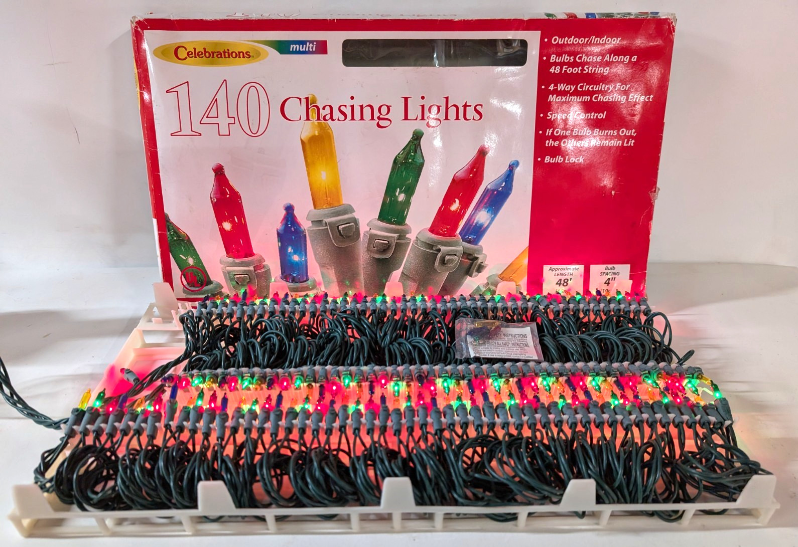 NOS Chasing Mini Light Set 140 ct 48 feet 4" spacing Multi-color Set Ace Hardw gallery